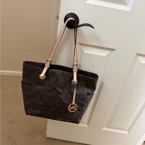 Michael Kors Dark Brown and Tan Tote Bag